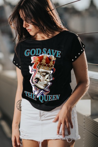 Camiseta de mujer GOD negra