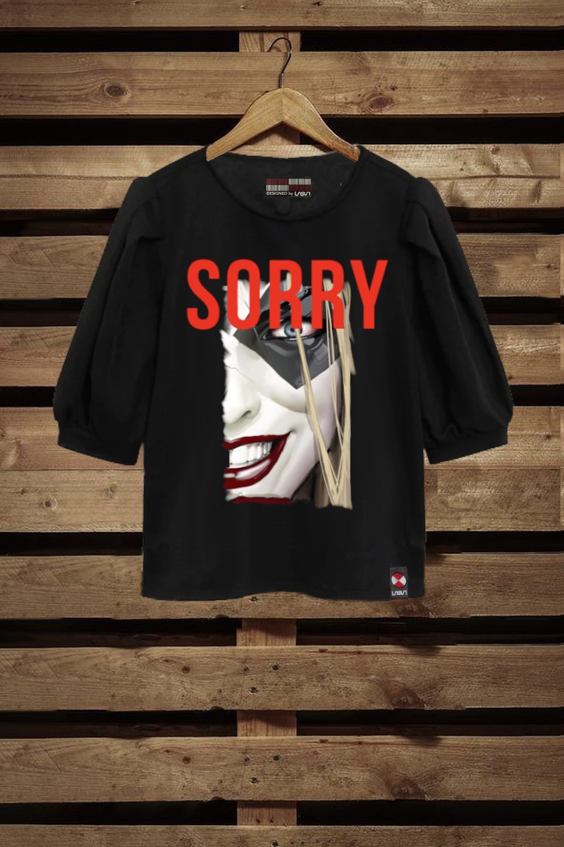 Camiseta de mujer SORRY negra