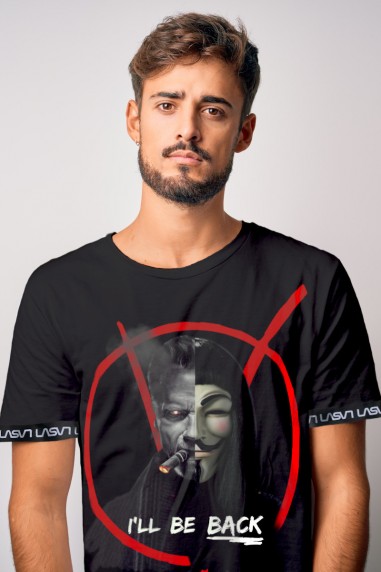 Camiseta de hombre V BACK Negra